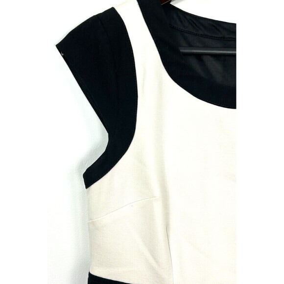 Laundry by Shelli Segal Sz 6 Black White Colorblock Lace Sheath Career Dress N4 - Picture 6 of 12